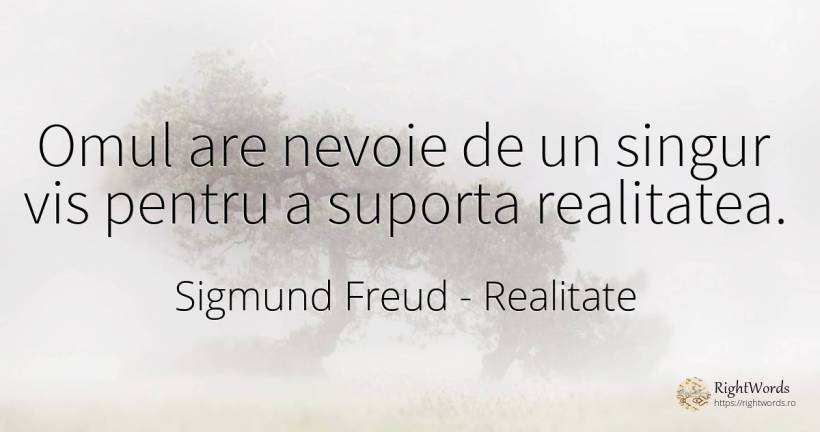 Omul are nevoie de un singur vis pentru a suporta... - Sigmund Freud, citat despre realitate