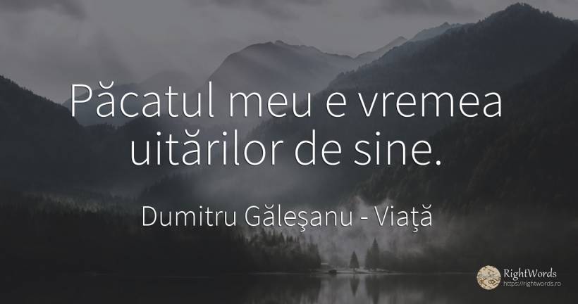 Păcatul meu e vremea uitărilor de sine. - Dumitru Găleşanu, citat despre viață