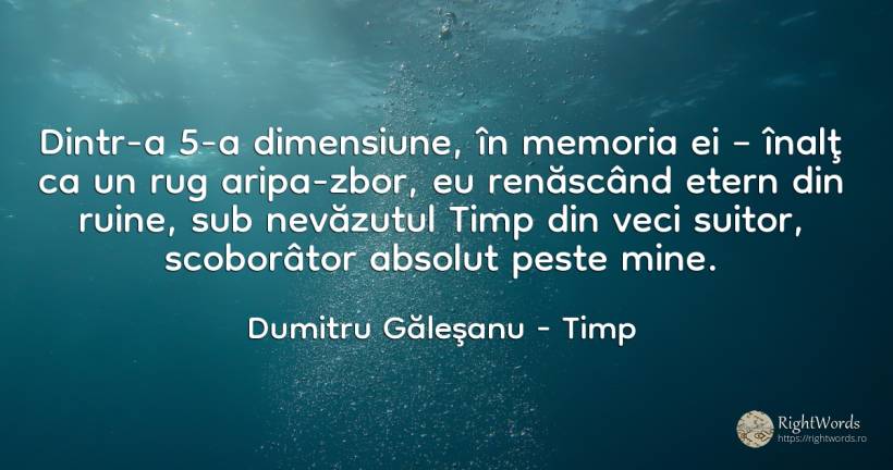 Dintr-a 5-a dimensiune, în memoria ei – înalţ ca un rug... - Dumitru Găleşanu, citat despre timp