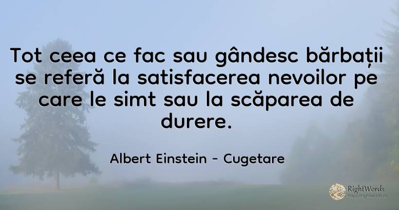 Tot ceea ce fac sau gândesc bărbații se referă la... - Albert Einstein, citat despre cugetare