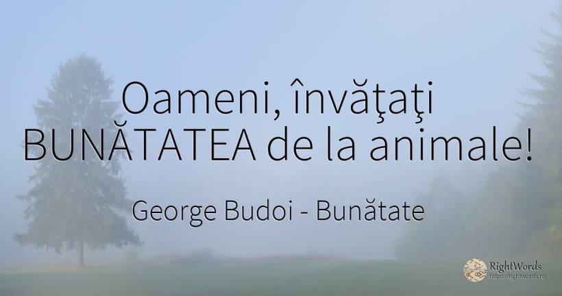 Oameni, învăţaţi BUNĂTATEA de la animale! - George Budoi, citat despre bunătate