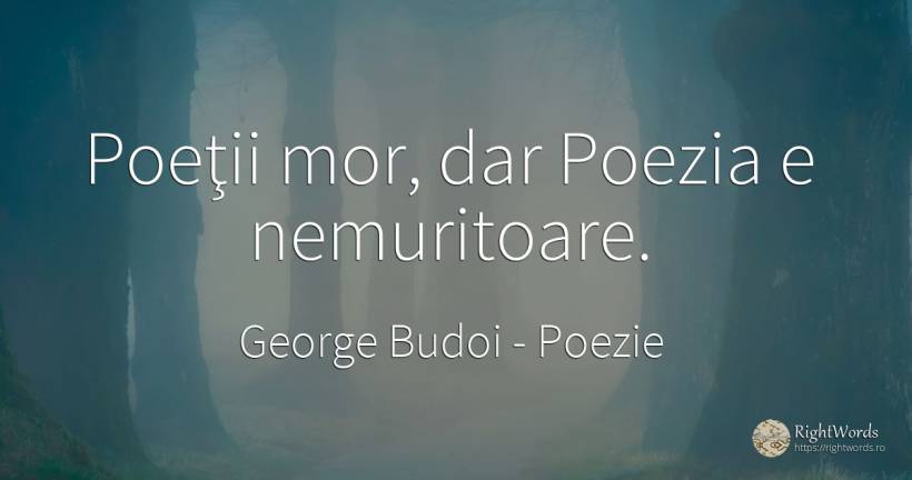 Poeţii mor, dar Poezia e nemuritoare. - George Budoi, citat despre poezie