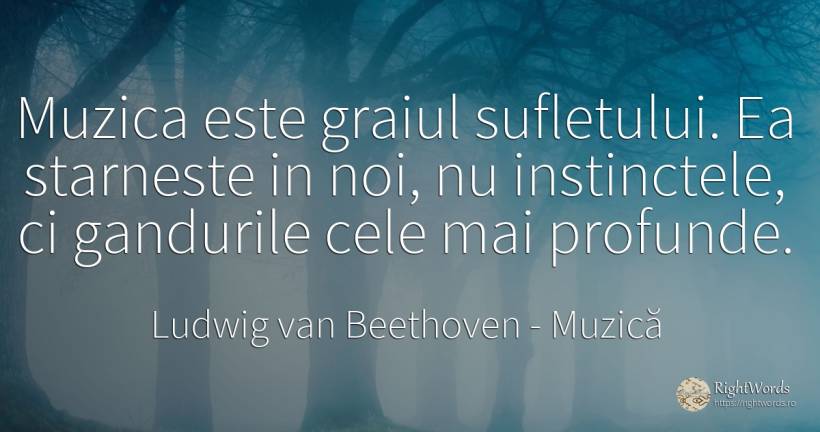 Muzica este graiul sufletului. Ea starneste in noi, nu... - Ludwig van Beethoven, citat despre muzică, instinct, cugetare, suflet