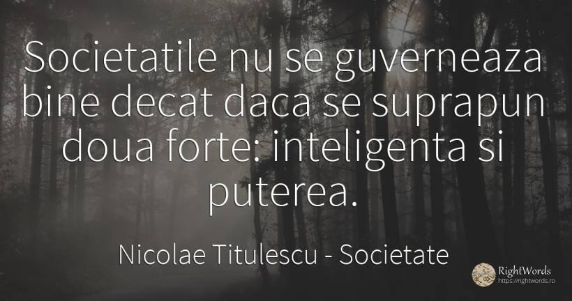 Societatile nu se guverneaza bine decat daca se suprapun... - Nicolae Titulescu, citat despre societate, inteligență, putere, bine