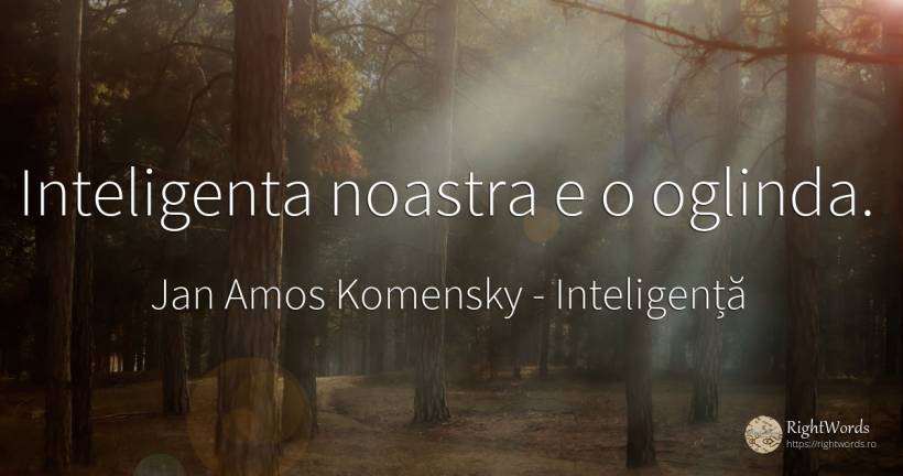 Inteligenta noastra e o oglinda. - Jan Amos Komensky (John Amos Comenius ), citat despre inteligență