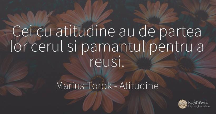 Cei cu atitudine au de partea lor cerul si pamantul... - Marius Torok (Darius Domcea), citat despre atitudine, pământ, cer