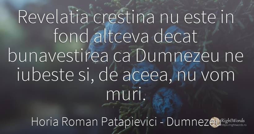 Revelatia crestina nu este in fond altceva decat... - Horia Roman Patapievici, citat despre dumnezeu, zbor, moarte, iubire