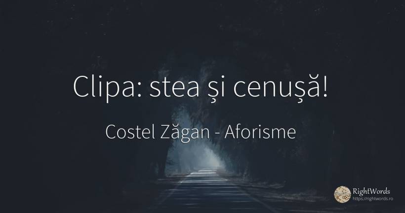 Clipa: stea și cenușă! - Costel Zăgan, citat despre aforisme, stele, clipă