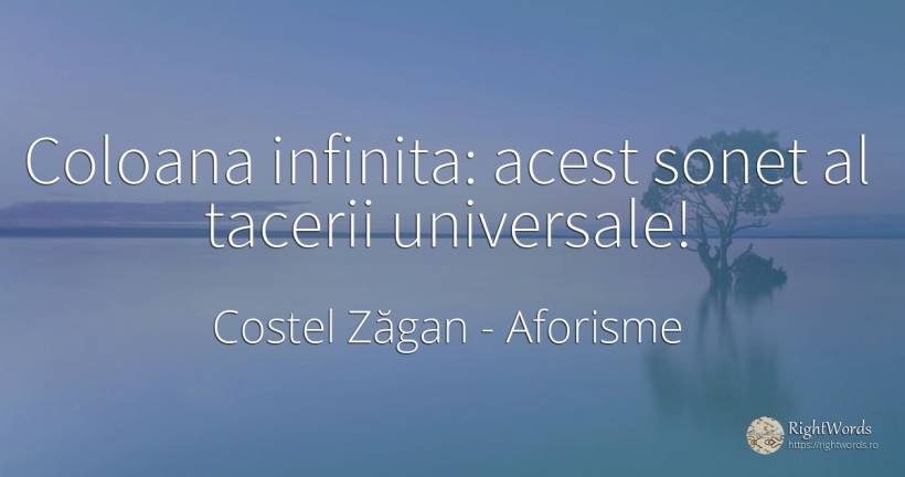 Coloana infinita: acest sonet al tacerii universale! - Costel Zăgan, citat despre aforisme