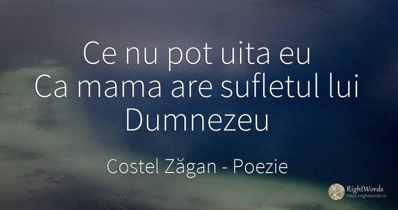 Ce nu pot uita eu Ca mama are sufletul lui Dumnezeu - Costel Zăgan, citat despre poezie, mamă, uitare, suflet, dumnezeu