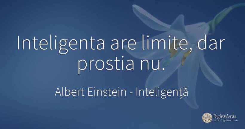 Inteligenta are limite, dar prostia nu. - Albert Einstein, citat despre inteligență, limite, prostie