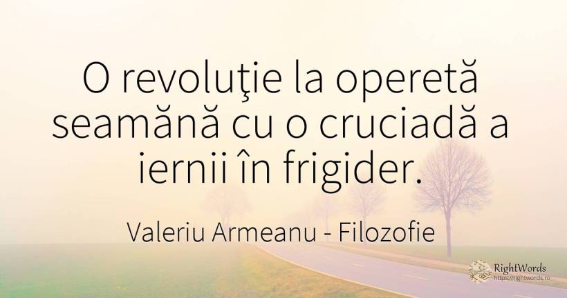 O revoluţie la operetă seamănă cu o cruciadă a iernii în... - Valeriu Armeanu, citat despre filozofie, revoluție