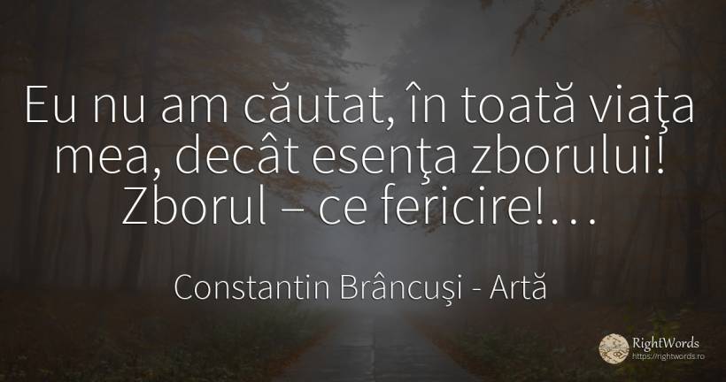 Eu nu am căutat, în toată viaţa mea, decât esenţa... - Constantin Brâncuși, citat despre artă, zbor, esențial, fericire, zi de naștere, viață