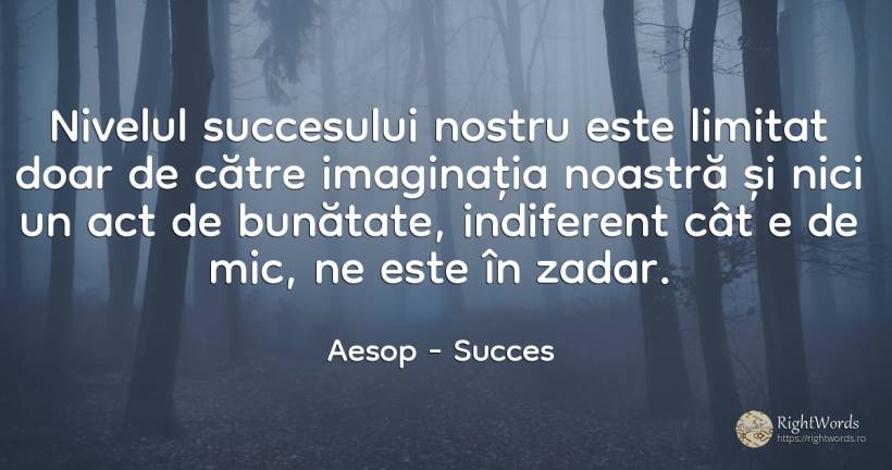 Nivelul succesului nostru este limitat doar de către... - Aesop (Aesopus), citat despre succes, bunătate, imaginație, indiferență