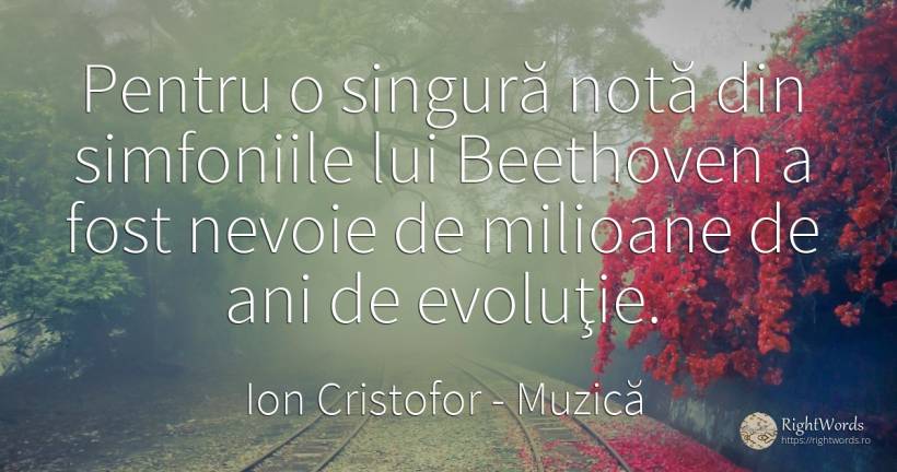 Pentru o singură notă din simfoniile lui Beethoven a fost... - Ion Cristofor (Ioan Cristofor Filipas), citat despre muzică, evoluție, nevoie