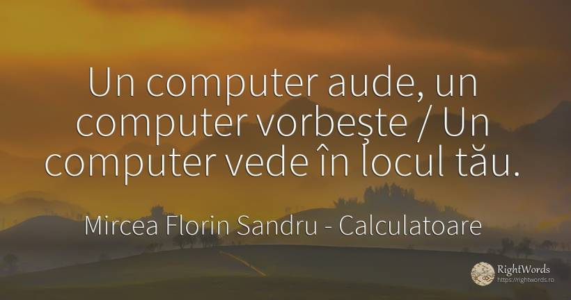 Un computer aude, un computer vorbește / Un computer vede... - Mircea Florin Sandru, citat despre calculatoare, vorbire