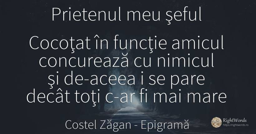 Prietenul meu şeful - Costel Zăgan, citat despre epigramă, șefi