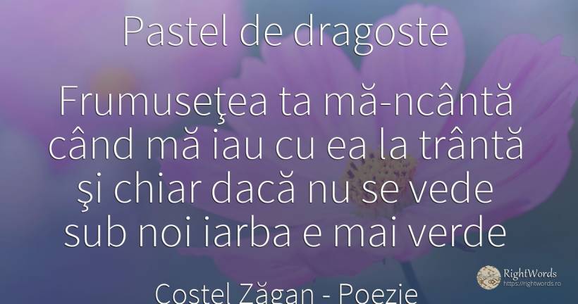 Pastel de dragoste - Costel Zăgan, citat despre poezie, frumusețe, iubire