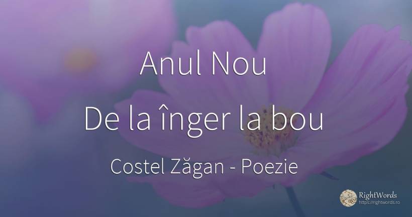 Anul Nou - De la înger la bou - Costel Zăgan, citat despre poezie