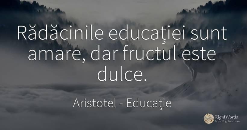 Rădăcinile educației sunt amare, dar fructul este dulce. - Aristotel, citat despre educație