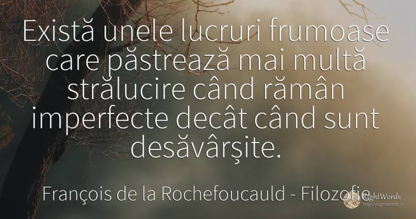 Exista unele lucruri frumoase care pastreaza mai multa... - François de la Rochefoucauld, citat despre filozofie, frumusețe, lucruri