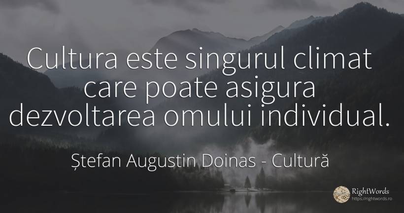 Cultura este singurul climat care poate asigura... - Ștefan Augustin Doinas, citat despre cultură, evoluție