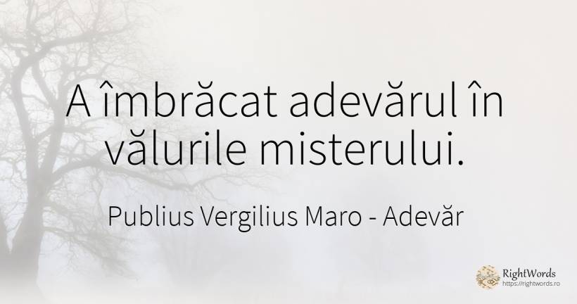 A îmbrăcat adevărul în vălurile misterului. - Virgiliu (Virgil/Vergil), citat despre adevăr