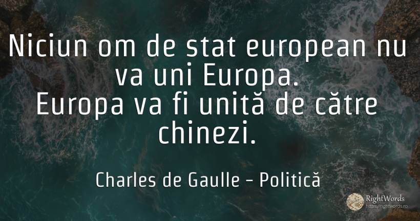Niciun om de stat european nu va uni Europa. Europa va fi... - Charles de Gaulle, citat despre politică