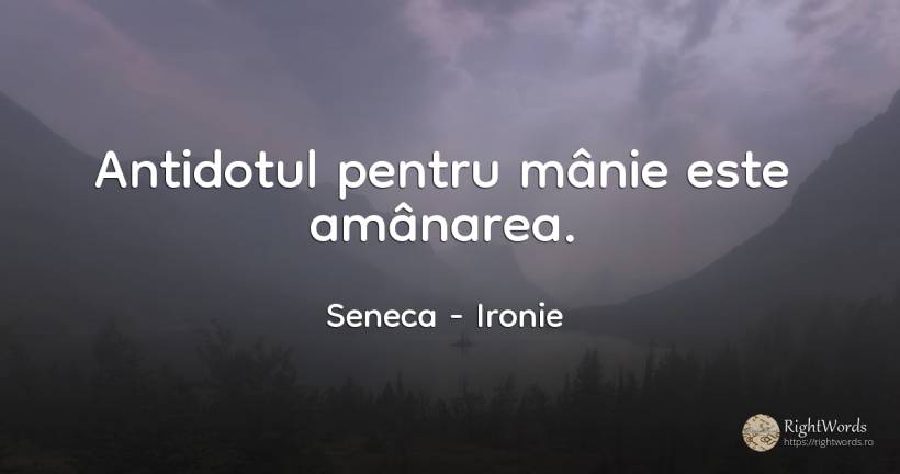 Antidotul pentru manie este amanarea. - Seneca (Seneca The Younger), citat despre ironie