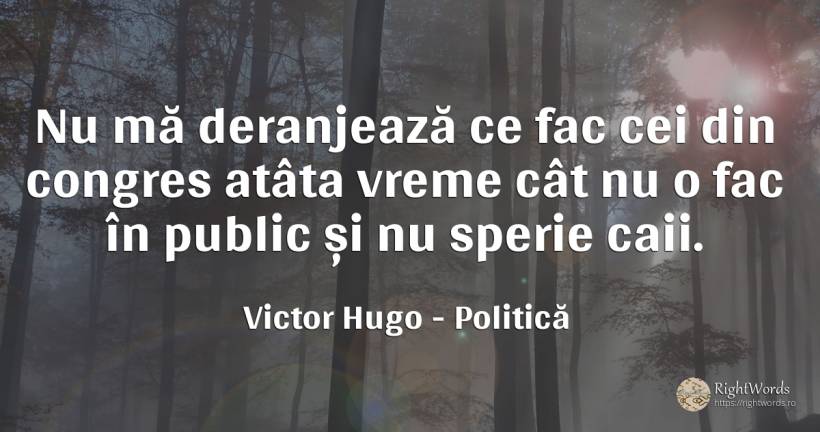 Nu ma deranjeaza ce fac cei din congres atata vreme cat... - Victor Hugo, citat despre politică, public, vreme