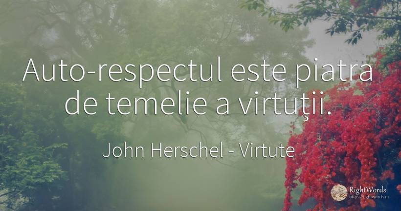 Auto-respectul este piatra de temelie a virtuții. - John Herschel, citat despre virtute, respect, pietre