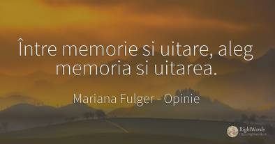 Între memorie si uitare, aleg memoria si uitarea.