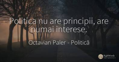 Politica nu are principii, are numai interese.
