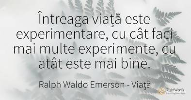 Întreaga viață este experimentare, cu cât faci mai multe...