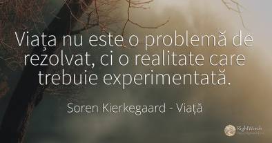 Viața nu este o problemă de rezolvat, ci o realitate care...