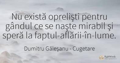 Nu există oprelişti pentru gândul ce se naşte mirabil şi...