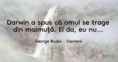 Darwin a spus că omul se trage din maimuţă. El da, eu nu...