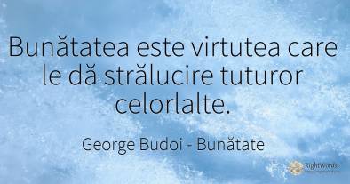 Bunătatea este virtutea care le dă strălucire tuturor...