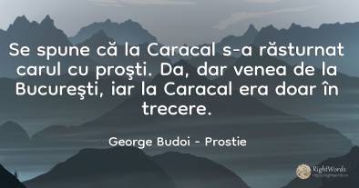 Se spune că la Caracal s-a răsturnat carul cu proşti. Da, ...