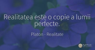 Realitatea este o copie a lumii perfecte.