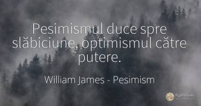 Pesimismul duce spre slăbiciune, optimismul către putere.